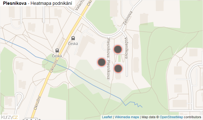 Mapa Plesníkova - Firmy v ulici.