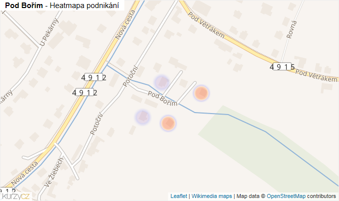 Mapa Pod Bořím - Firmy v ulici.