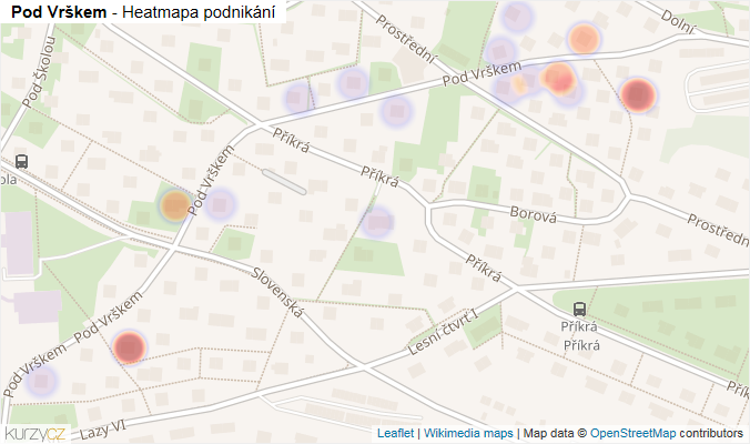Mapa Pod Vrškem - Firmy v ulici.