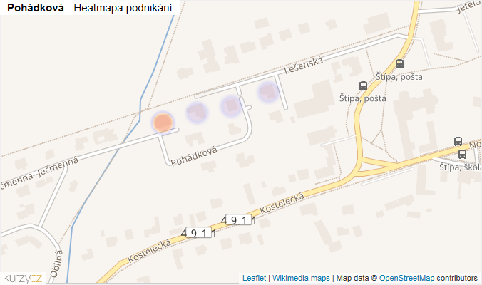 Mapa Pohádková - Firmy v ulici.