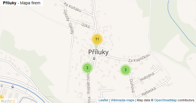 Mapa Příluky - Firmy v části obce.