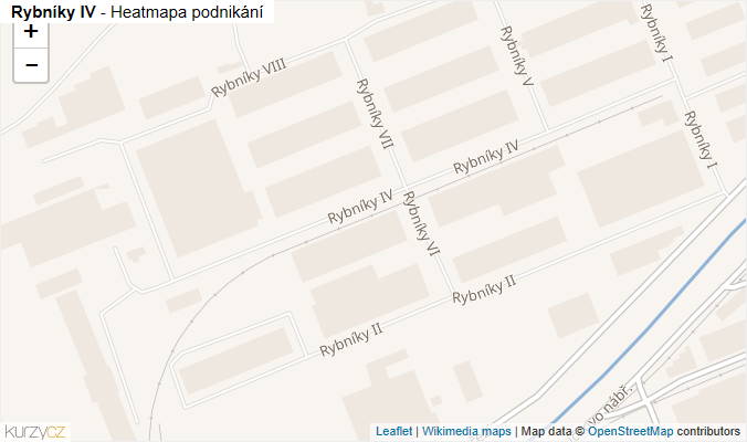 Mapa Rybníky IV - Firmy v ulici.