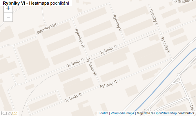 Mapa Rybníky VI - Firmy v ulici.