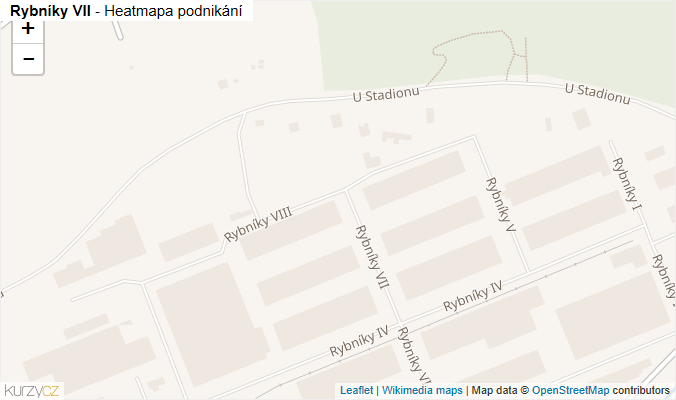 Mapa Rybníky VII - Firmy v ulici.