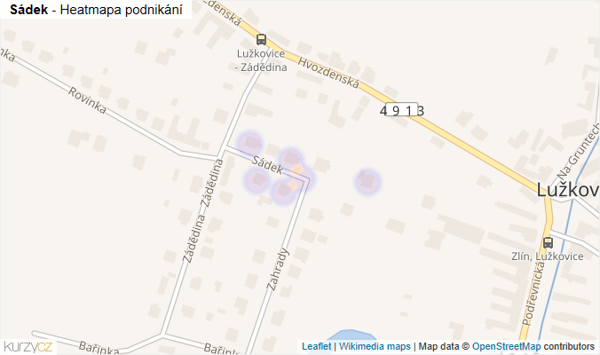 Mapa Sádek - Firmy v ulici.