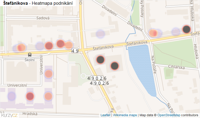 Mapa Štefánikova - Firmy v ulici.