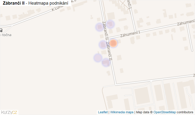 Mapa Zábrančí II - Firmy v ulici.