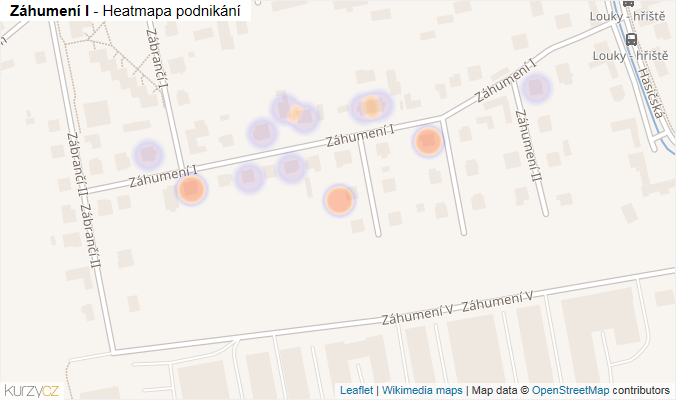 Mapa Záhumení I - Firmy v ulici.