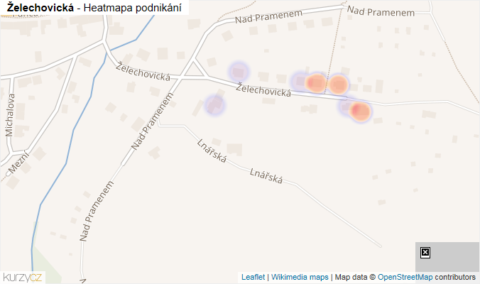 Mapa Želechovická - Firmy v ulici.