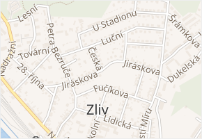Jiráskova v obci Zliv - mapa ulice
