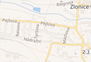 Purkyňova v obci Zlonice - mapa ulice