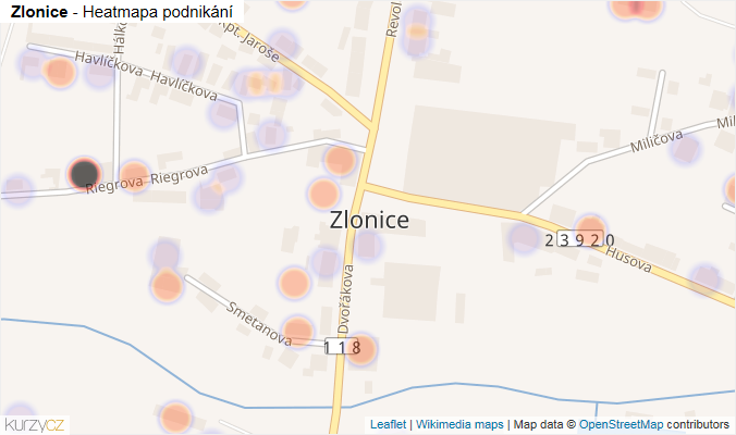 Mapa Zlonice - Firmy v části obce.