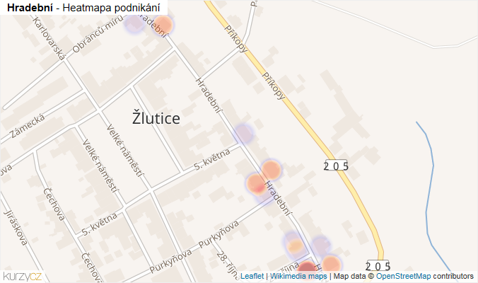 Mapa Hradební - Firmy v ulici.