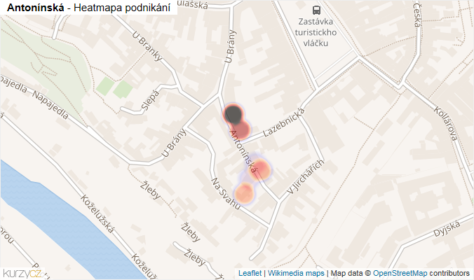 Mapa Antonínská - Firmy v ulici.