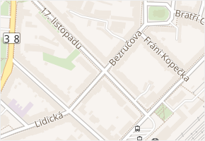 Bezručova v obci Znojmo - mapa ulice