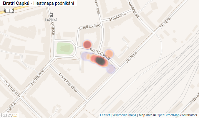 Mapa Bratří Čapků - Firmy v ulici.