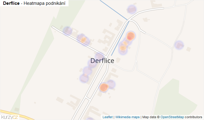 Mapa Derflice - Firmy v části obce.
