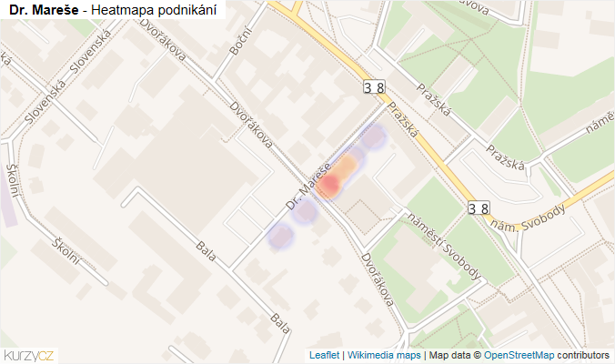 Mapa Dr. Mareše - Firmy v ulici.