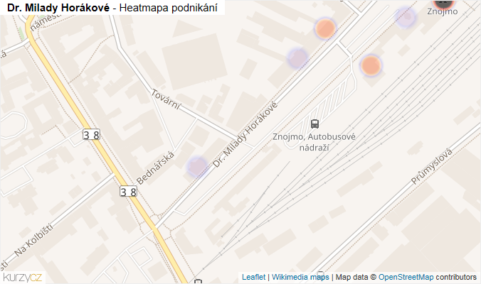 Mapa Dr. Milady Horákové - Firmy v ulici.