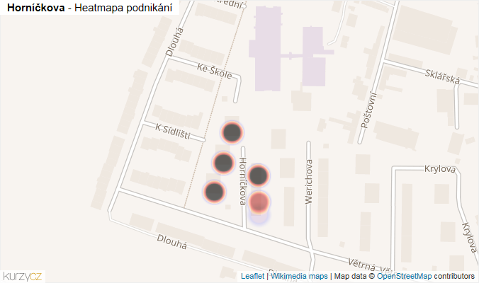Mapa Horníčkova - Firmy v ulici.