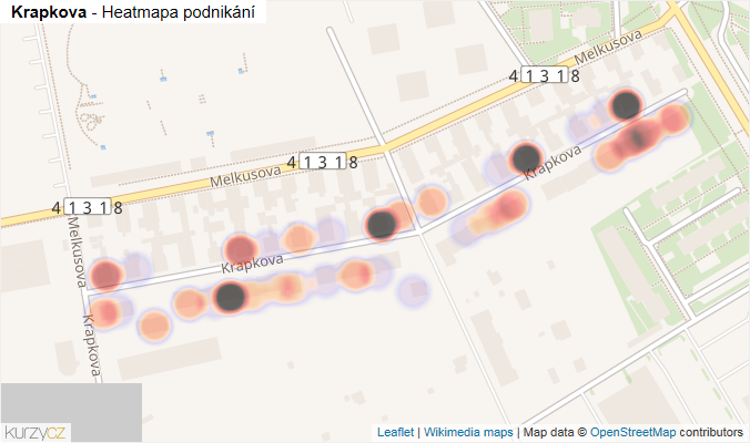 Mapa Krapkova - Firmy v ulici.
