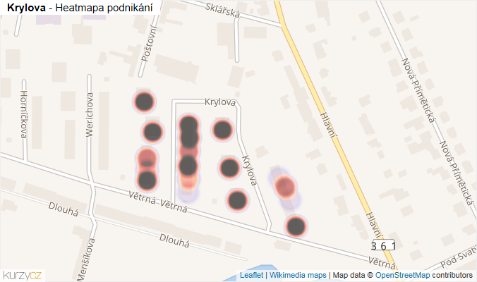 Mapa Krylova - Firmy v ulici.