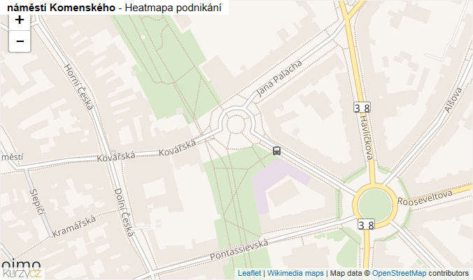 Mapa náměstí Komenského - Firmy v ulici.