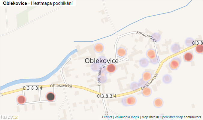 Mapa Oblekovice - Firmy v části obce.