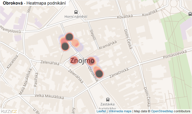 Mapa Obroková - Firmy v ulici.