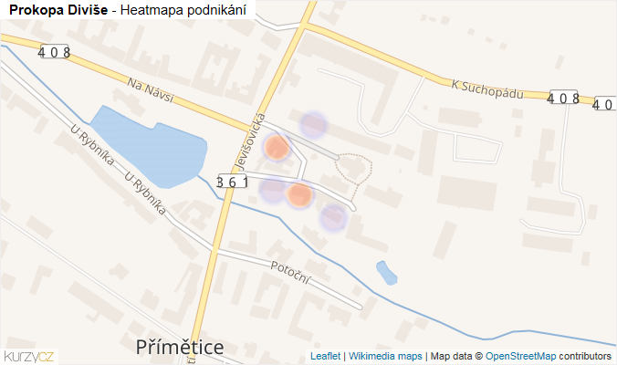 Mapa Prokopa Diviše - Firmy v ulici.