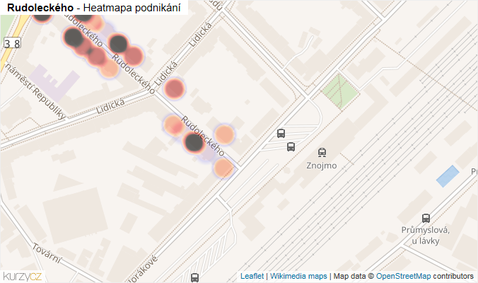 Mapa Rudoleckého - Firmy v ulici.