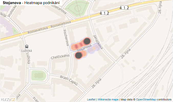 Mapa Stojanova - Firmy v ulici.