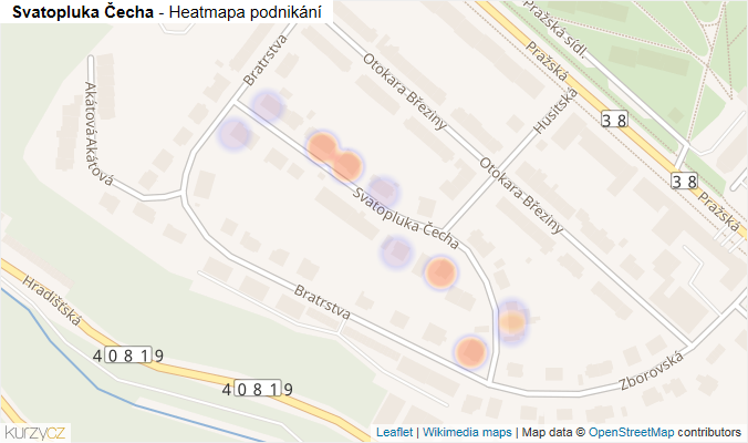 Mapa Svatopluka Čecha - Firmy v ulici.