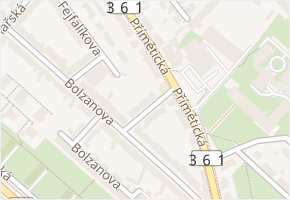 Třebízského v obci Znojmo - mapa ulice