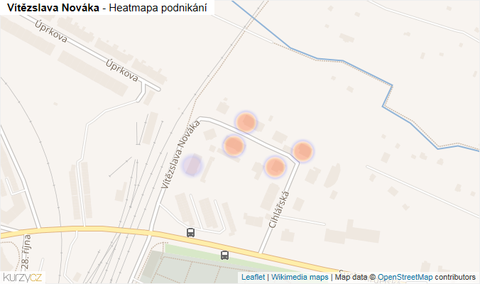 Mapa Vítězslava Nováka - Firmy v ulici.