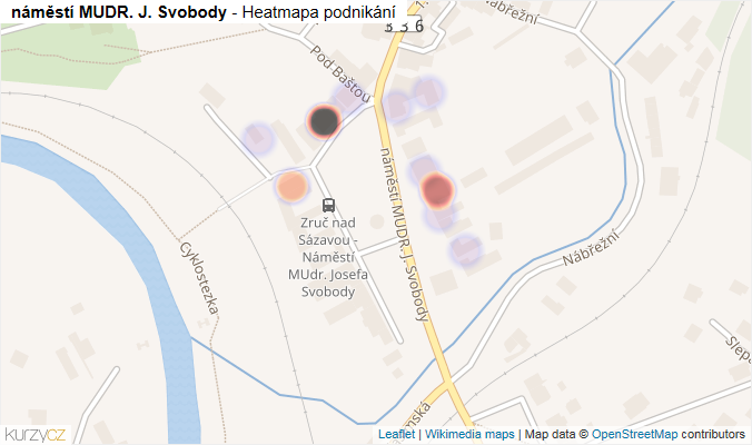 Mapa náměstí MUDR. J. Svobody - Firmy v ulici.