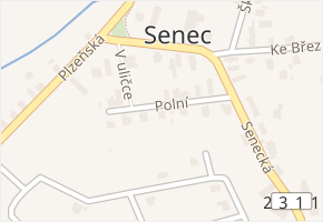 Polní v obci Zruč-Senec - mapa ulice