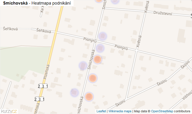 Mapa Smíchovská - Firmy v ulici.