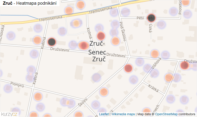 Mapa Zruč - Firmy v části obce.