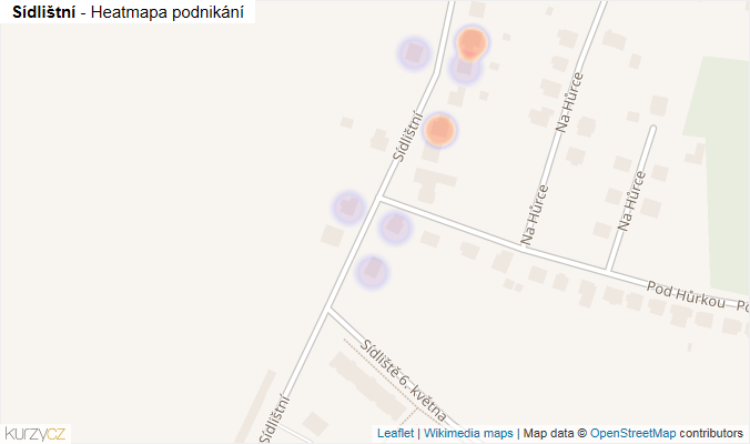 Mapa Sídlištní - Firmy v ulici.
