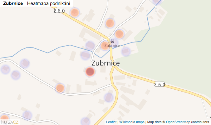 Mapa Zubrnice - Firmy v části obce.