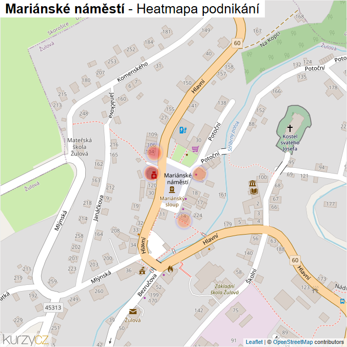 Mapa Mariánské náměstí - Firmy v ulici.