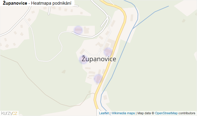 Mapa Županovice - Firmy v části obce.