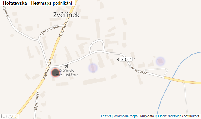 Mapa Hořátevská - Firmy v ulici.