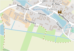 Na Dolinách v obci Zvíkov - mapa ulice