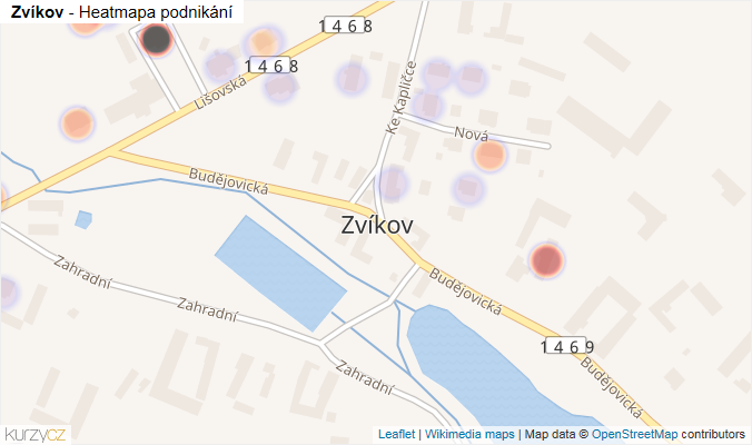 Mapa Zvíkov - Firmy v části obce.
