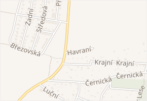 Havraní v obci Zvole - mapa ulice