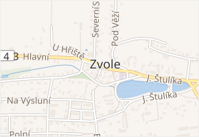 Krátká v obci Zvole - mapa ulice
