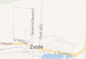 Pod Věží v obci Zvole - mapa ulice