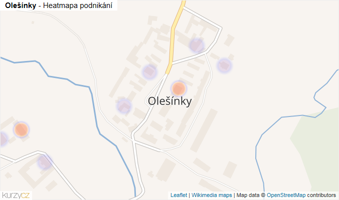 Mapa Olešínky - Firmy v části obce.